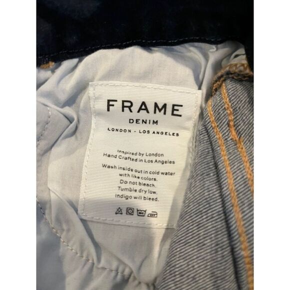 FRAME Le Crop Mini Boot Jeans Dark Whisker Wash Raw Hem Size 25 - Picture 8 of 14